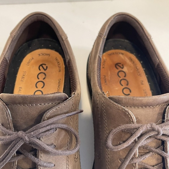 Ecco Men\'s Oxfords Derby Brown Nubuck Leather Lace Up Shoes Size 47 13-13.5 main image 4